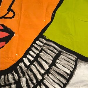 CB2 Abstract Black and Orange Shower Curtain